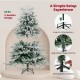 Snowy 4.5 ft artificial pre-lit Christmas tree with warm white LED lights, featuring a 2-section design for easy setup.