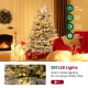4.5 ft artificial pre-lit Christmas tree with 200 warm white LED lights, featuring snowy flocking for a festive.