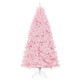 7-foot pink flocked artificial Christmas tree with 500 LED lights, featuring 1200 branch tips for a festive display.
