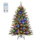 5 feet artificial Xmas tree with 250 LED lights, remote control, and 11 lighting modes for festive decoration.