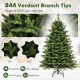 5-foot artificial Xmas tree with 844 verdant branch tips, made of PE and PVC, featuring 11 lighting modes and remote.