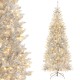 Pre-lit 6 ft silver tinsel Christmas tree with 300 LED lights and 790 branch tips, perfect for festive decor in small.