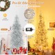 6 ft pre-lit silver tinsel Christmas tree with 300 LED lights, showcasing a festive glow for holiday decorations.