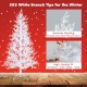 6 feet artificial Xmas tree with 383 white PE branch tips, delicate flocking, and 300 LED lights for festive decor.