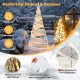5-foot pre-lit Christmas cone tree with 300 warm and 250 cold white LED lights, perfect for outdoor decoration.