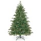 6-foot Christmas tree with warm white LED lights and pine cones, featuring 590 branch tips for a realistic holiday look.