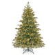 6-foot Christmas tree with warm white LED lights and pine cones, featuring 590 branch tips for a realistic holiday.