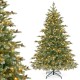 6-foot Christmas tree with warm white LED lights, pine cones, and a sturdy metal stand for festive holiday decor.