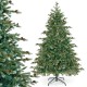 6-foot Christmas tree featuring warm white LED lights, pine cones, and a sturdy metal stand for festive holiday decor.