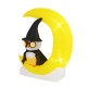 Adorable inflatable owl on a crescent moon with LED lights, perfect for Halloween decoration and outdoor display.
