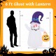 6 ft inflatable Halloween ghost with witch hat and Jack-o-lantern, featuring LED lights for indoor and outdoor use.