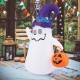 6 ft inflatable ghost with witch hat and pumpkin, featuring LED lights for Halloween decor, suitable for indoor and.