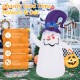 6 ft inflatable ghost with witch hat and Jack-o-lantern, featuring LED lights for Halloween decor, suitable for indoor.