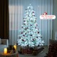 7-foot snow flocked artificial Christmas tree with cool white LED lights, perfect for festive home decoration.