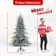 7 ft snow flocked artificial Christmas tree with cool white LED lights, perfect for festive home decoration.