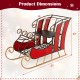 Christmas metal sleigh decoration with vibrant red body, black and gold scrollwork, featuring a 2-tier storage shelf.