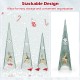 Set of three tower-shaped Christmas trees in green metal, featuring removable star toppers and festive patterns for.
