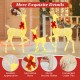 Lighted family deer set featuring 221 LED lights, durable fabric, and decorative bows for festive outdoor decor.