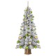 6 feet artificial Christmas tree with snowy flocking, 589 branch tips, and 48 green and gold Xmas balls for festive.