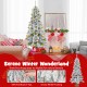 6-foot artificial Christmas tree with 589 flocked branch tips and 48 Xmas balls, perfect for festive holiday decor.
