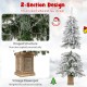 6 feet artificial Xmas tree with 589 flocked branch tips and vintage flowerpot, designed for easy setup and stability.