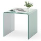 C-shaped end table made of tempered glass with a 2-tier shelf, ideal for versatile use in modern living spaces.