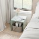 C-shaped end table with white tempered glass and a shelf, ideal as a nightstand or side table for versatile use.