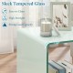 C-shaped end table with sleek tempered glass, featuring a 2-tier shelf and wheels for versatile use in any room.