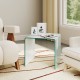 C-shaped end table in modern design with white tempered glass, showcasing a sleek profile and 2-tier shelf for.