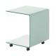 C-shaped end table with tempered glass, featuring a 2-tier shelf and lockable wheels for versatile use and easy.