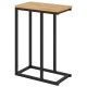 C-shaped end table with a natural wood top and sturdy black metal frame, perfect for living room or home office use.