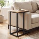 C-shaped end table with a natural wood top and sturdy metal frame, perfect for living room or home office use.