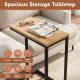 C-shaped end table with a natural wood tabletop and sturdy metal frame, ideal for living room or home office use.