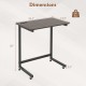 C-shaped end table in rustic brown with wheels, dimensions 23.5" x 15.5", supports up to 80 lbs for versatile use.
