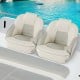 Captain bucket seats in white with waterproof PVC leather, designed for boat sightseeing, offering ergonomic support.