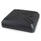 Cantilever offset umbrella base with wheels, reinforced HDPE, 7.5" thick for stability, ideal for patios and poolsides.