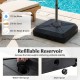 Cantilever offset umbrella base with wheels, refillable reservoir, and durable HDPE material for poolside stability.