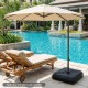 Cantilever offset umbrella base with wheels, reinforced HDPE material, ideal for poolside stability and easy.