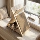 X-shaped cat scratcher with natural wood-like texture, serving as a lounge bed and scratcher for feline play and.