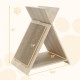 X-shaped cat scratcher made of natural wood-like material, 21" tall, ideal for claw sharpening and lounging.