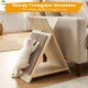 Cat scratcher with high-density corrugated cardboard, triangular design, and wood-like texture for claw sharpening and.