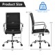 Black PU leather office chair with adjustable height, ergonomic backrest, and chrome base, ideal for home or office use.