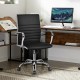 Black PU leather office chair with armrests, ergonomic design, height adjustable, suitable for home or office use.