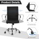 High back PU leather office chair with armrests, ergonomic design, 360° swivel, and adjustable height for office use.