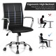 Ergonomic high back office chair in black PU leather with armrests, height adjustable for home or office use.