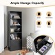 Close-up of the black 6-tier freestanding bookshelf's two drawers, offering ample storage for photos and ornaments.