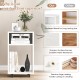 Mobile file cabinet in white with spacious top, 2 open shelves, and rolling casters for easy movement and organization.