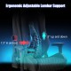Adjustable gaming chair with ergonomic lumbar support, showcasing height adjustment features for customizable comfort.