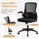 Swivel mesh office chair with adjustable height, foldable backrest, and flip-up arms for versatile home office use.