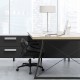 Swivel mesh office chair in black with foldable backrest and flip-up arms, ideal for compact home office spaces.